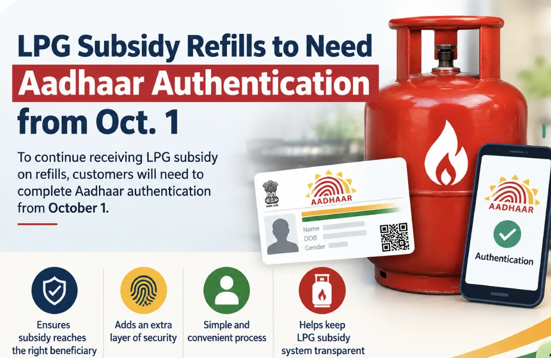 LPG subsidy refills to need Aadhaar authentication from Oct. 1